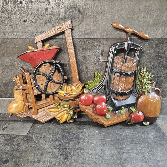 Homco Metal Wall Art Decor - Vintage Farmhouse Fall Fruit Corn Kitchen - Picture 1 of 6